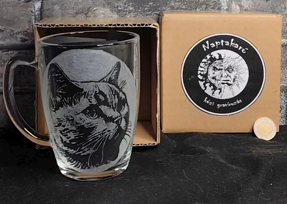 Cană de sticlă cu model de pisicuță  -  - Artynos.ro