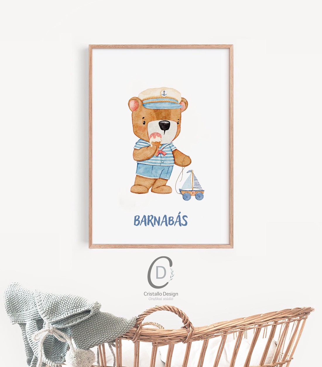 Marinar ursuleț de pluș imagine de perete, barca de navigatie poster, botez cadou imagine set 3 buc -  - Artynos.ro