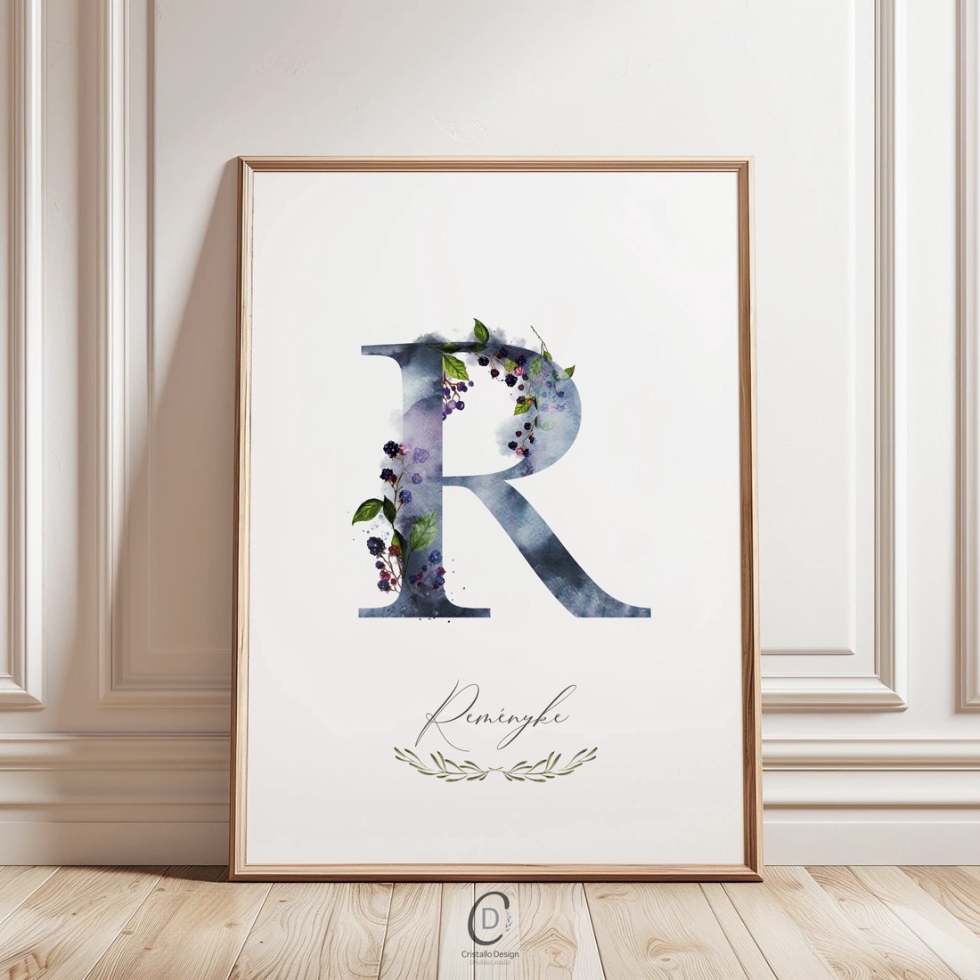 Scrisoarea R, monogramă, imagine onomastică, decor, acuarelă artă de perete, personalizată - casă & stil de viață - echipament pentru camera copiilor - decorațiuni pentru camera copilului - Artynos.ro