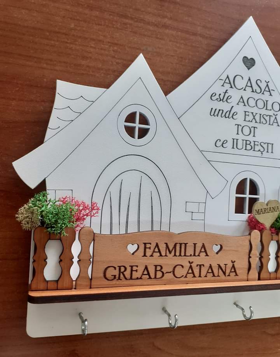 Suport pentru chei personalizat, cu licheni  - casă & stil de viață - decorațiuni de casă - decorațiuni de pereți - suport pentru chei - Artynos.ro