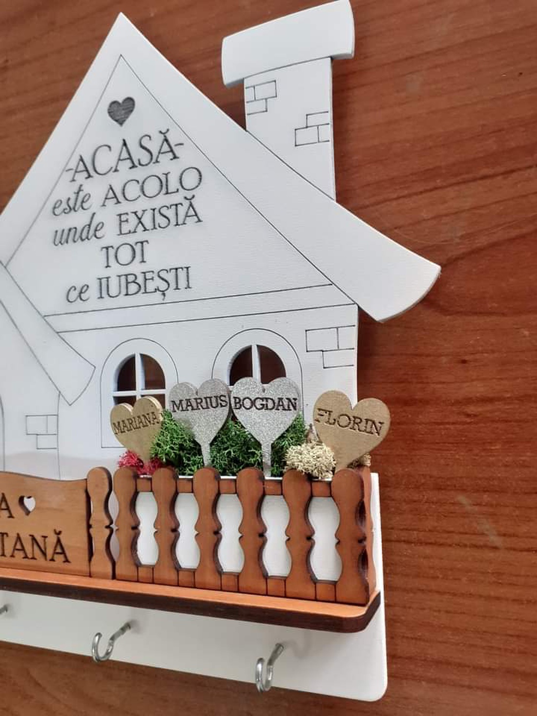 Suport pentru chei personalizat, cu licheni  - casă & stil de viață - decorațiuni de casă - decorațiuni de pereți - suport pentru chei - Artynos.ro