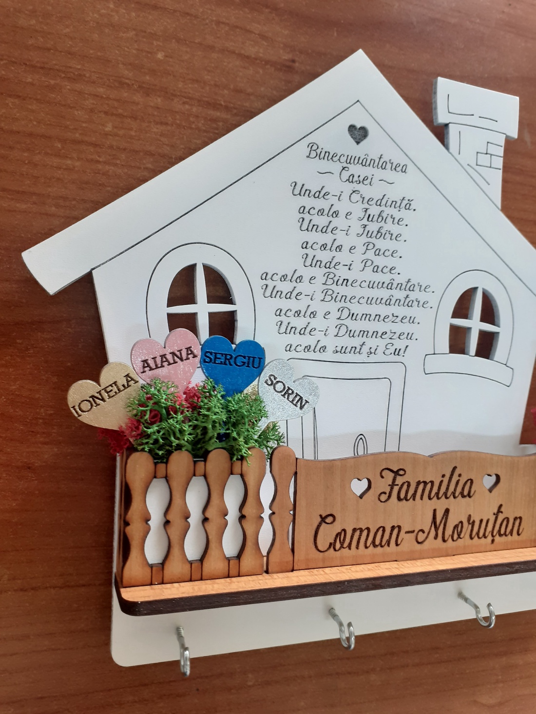 Suport pentru chei personalizat, cu licheni  - casă & stil de viață - decorațiuni de casă - decorațiuni de pereți - suport pentru chei - Artynos.ro