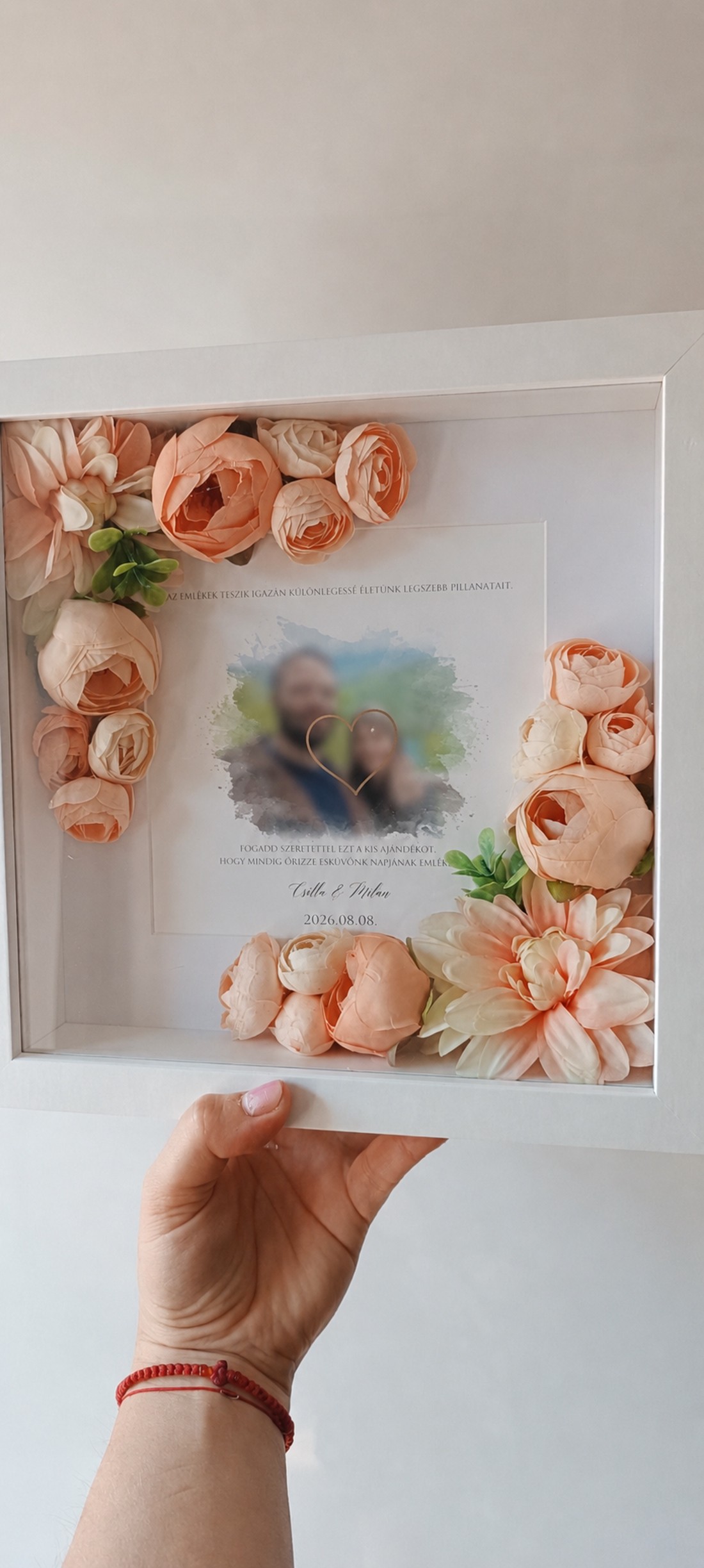 Cutie cu flori pentru nuntă/cadou de mulțumire cu fotografie -  - Artynos.ro