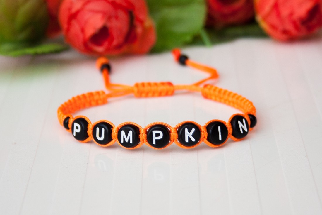 Brățară macramé împletită - Halloween Pumpkin negru/portocaliu -  - Artynos.ro