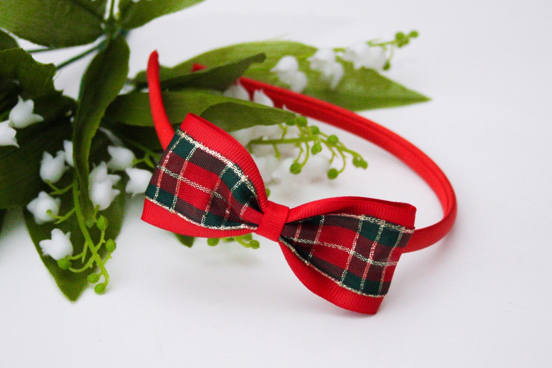 Masnis bentiță de păr bentiță de păr pentru Crăciun - Red plaid -  - Artynos.ro