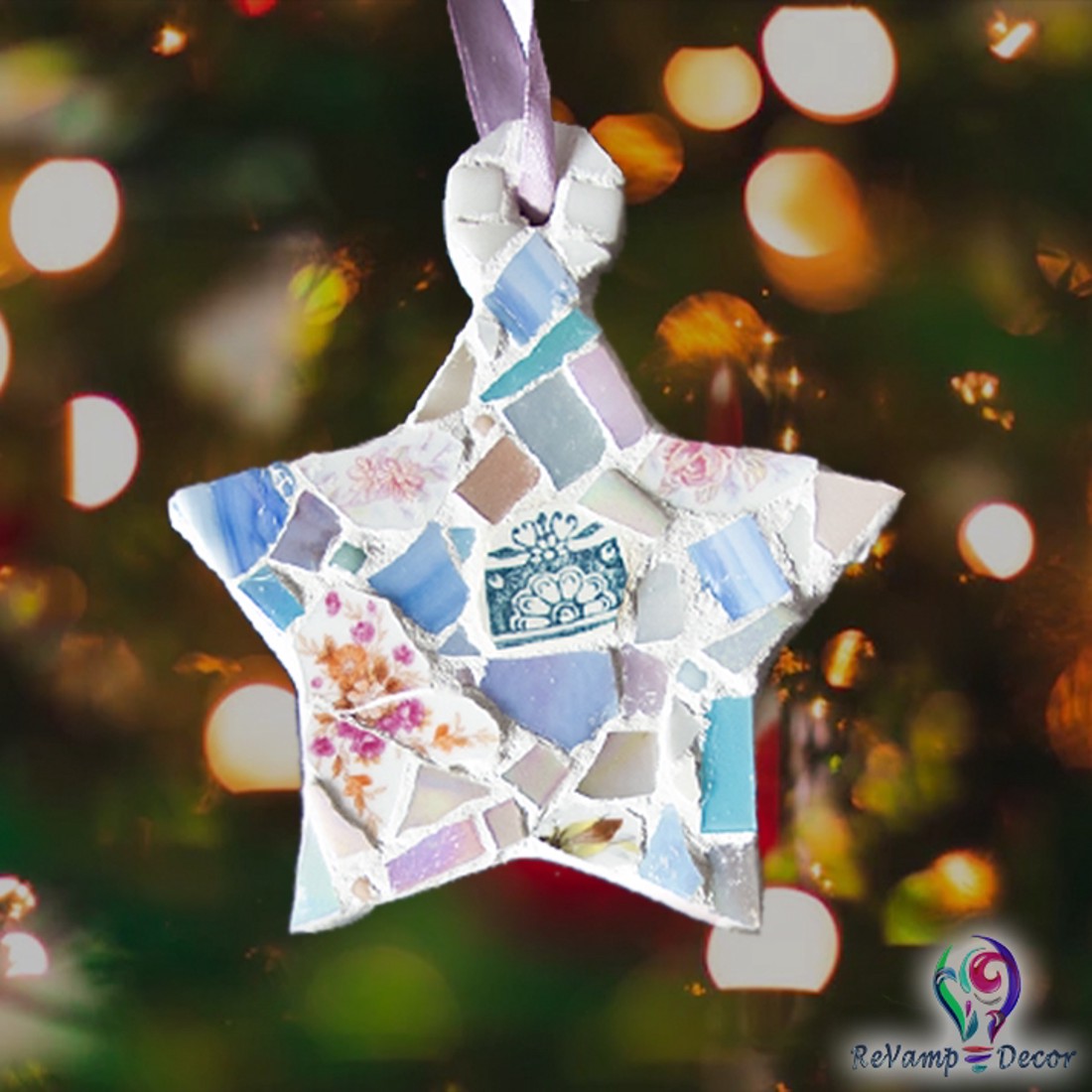 Mozaic din sticlă ornament pentru pomul de Crăciun stea - - Artynos.ro Mozaic din sticlă ornament pentru pomul de Crăciun stea - - Artynos.ro