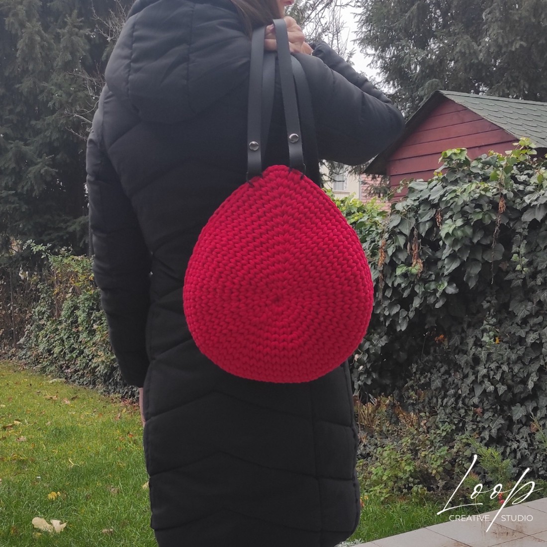 Rucsac croșetat în formă de picătură - elegant, mare și complet unic! - genți și portofele - rucsacuri - mini rucsacuri - Artynos.ro