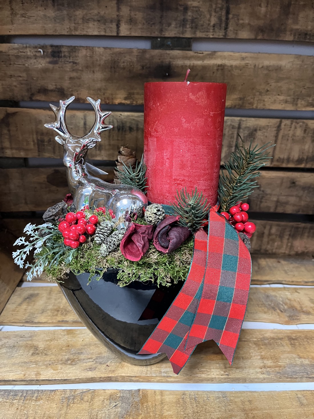 Ornament pentru masa de Advent Ren - crăciun - decorațiuni de crăciun de casă - decor pentru masă de crăciun - Artynos.ro