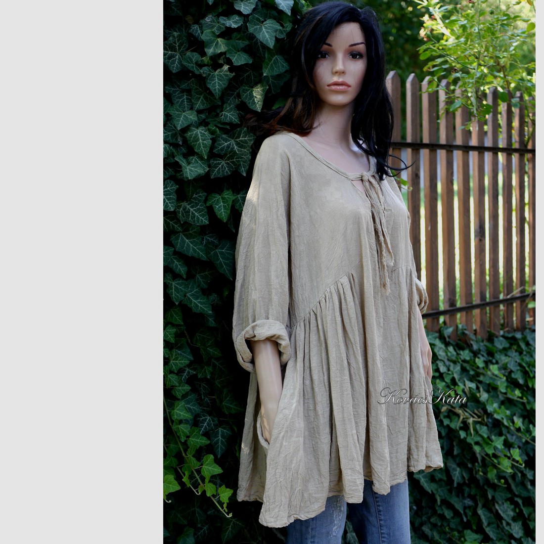 PAULA / nisip - tunică lagenlook design - îmbrăcăminte și modă - haine damă - tunică - Artynos.ro