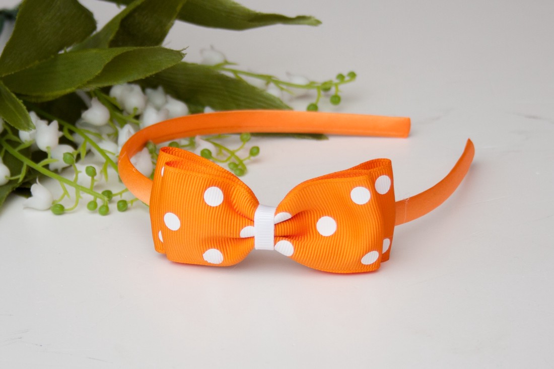 Masnis bentiță de păr cravată de păr - Orange polka dots - - Artynos.ro Masnis bentiță de păr cravată de păr - Orange polka dots - - Artynos.ro