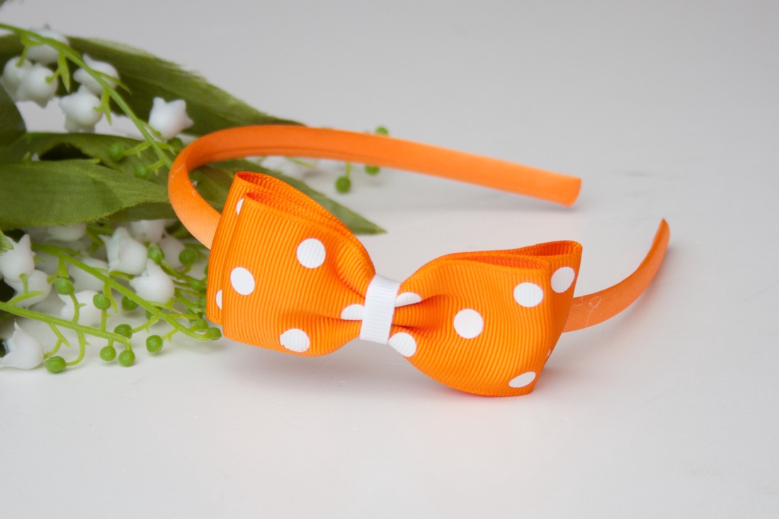 Masnis bentiță de păr cravată de păr - Orange polka dots - - Artynos.ro Masnis bentiță de păr cravată de păr - Orange polka dots - - Artynos.ro