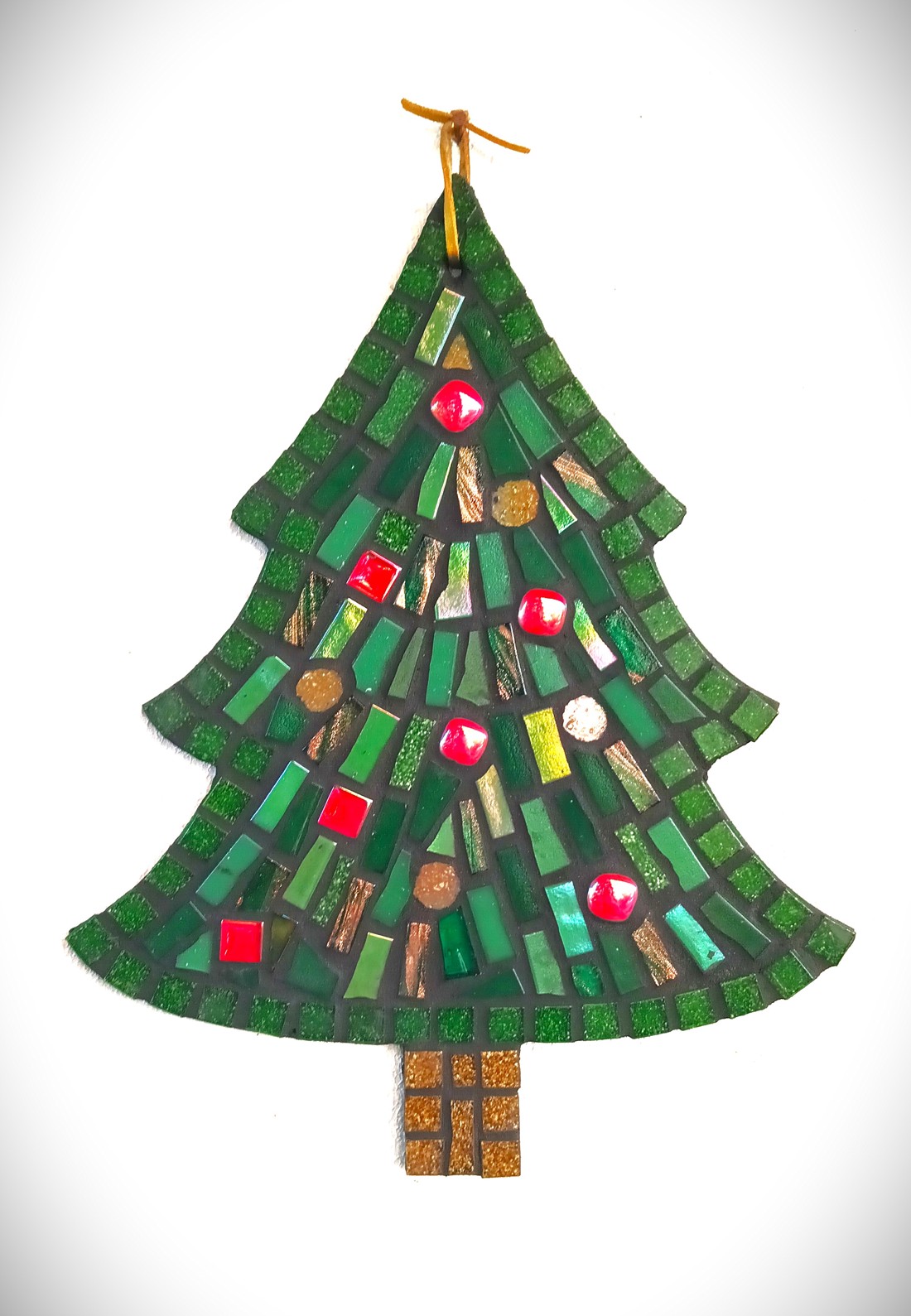 Mozaic pom de Crăciun decorare de perete - decorare mozaic de sticlă realizate manual pe o bază de lemn - crăciun - decorațiuni de crăciun de casă - decorațiuni pentru ușă de crăciun - Artynos.ro