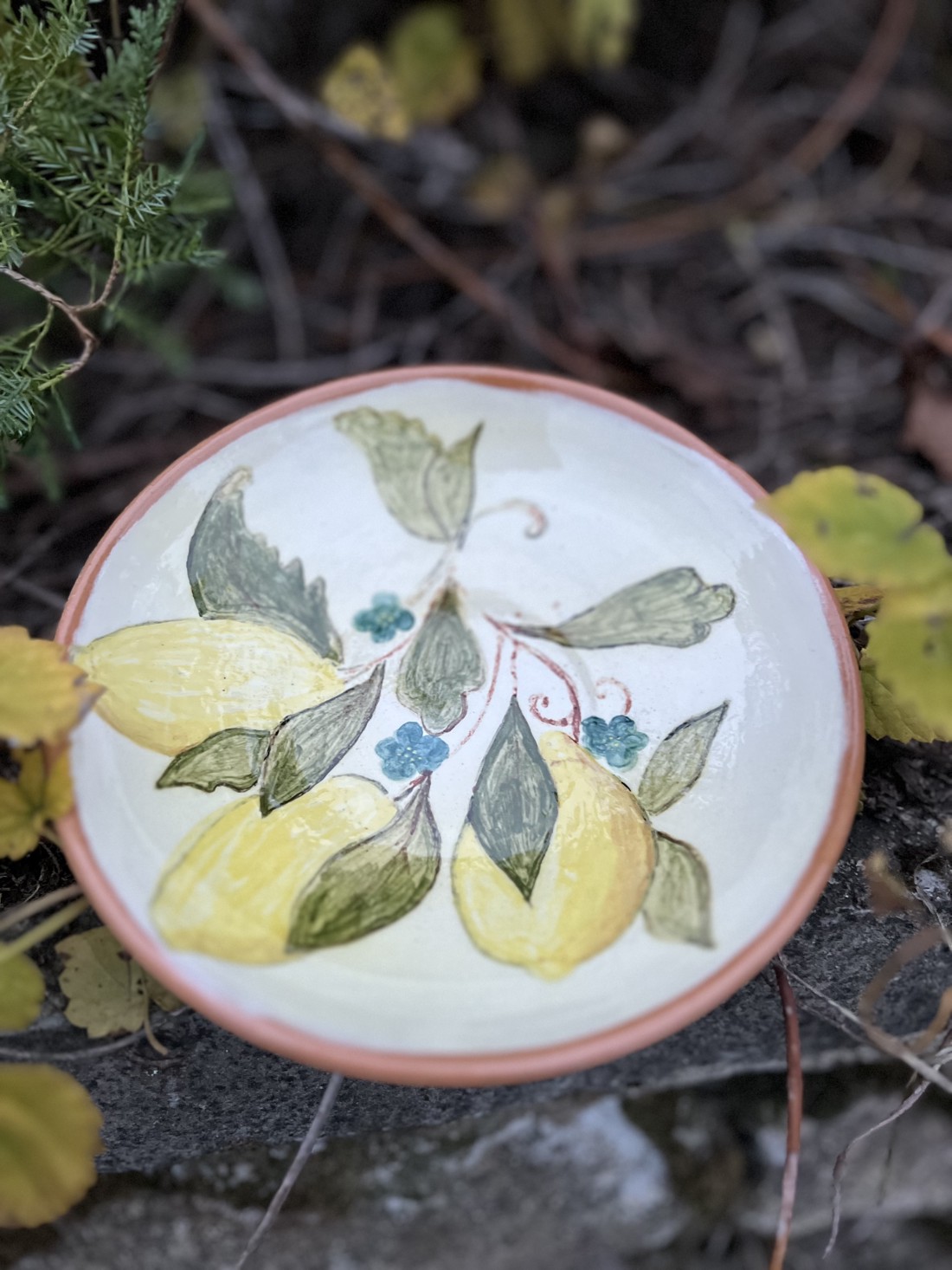 Farfurie ceramică făcută manual - Lemon Garden 17 cm - casă & stil de viață - accesorii pentru echipamente de bucătărie - accesorii de servire - veselă, farfurii - Artynos.ro