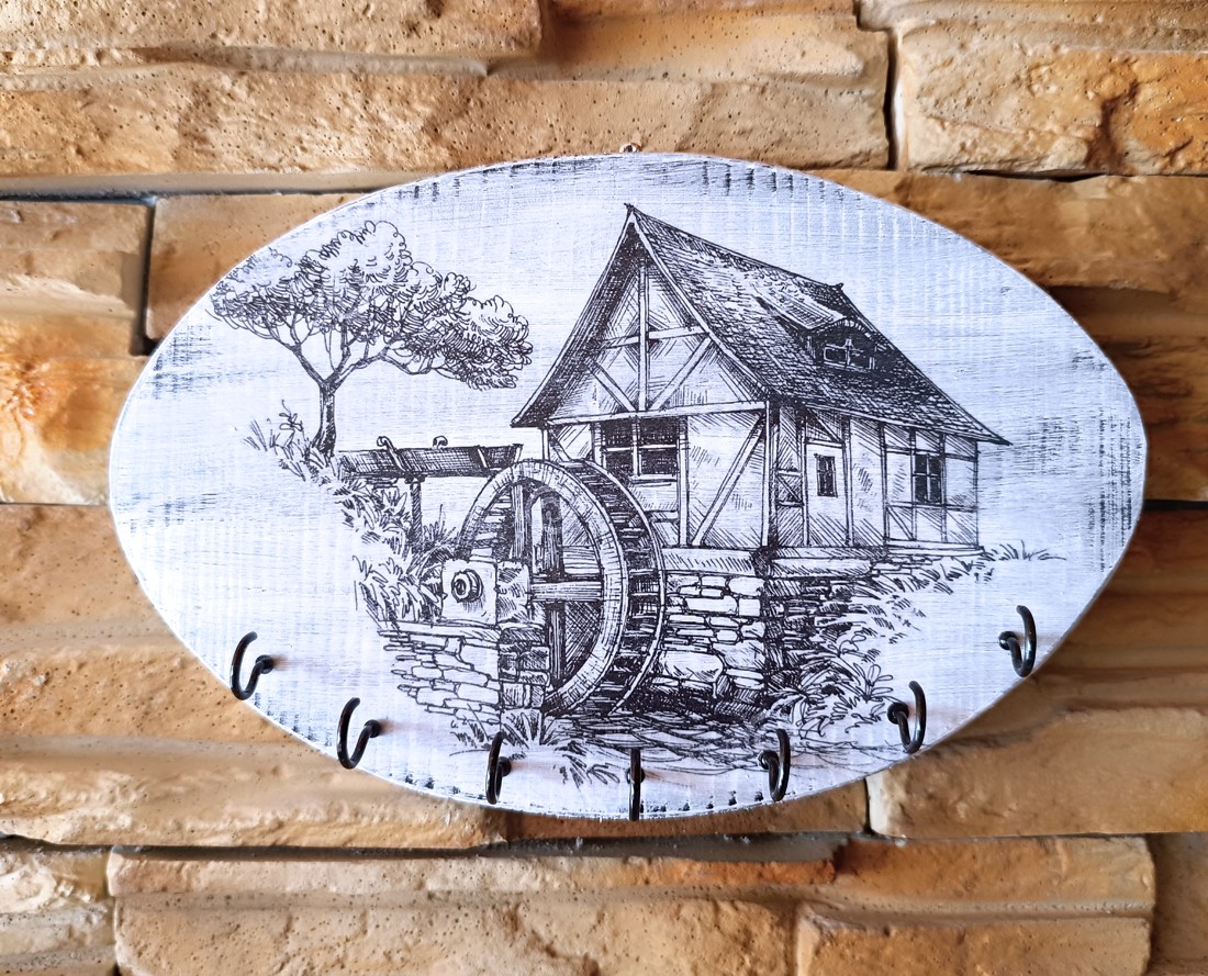 Breloc de perete în stil vintage cu sticlă de apă veche - casă & stil de viață - accesorii pentru decorat casa - decorațiuni de pereți, decorațiuni suspendate - suport pentru chei - Artynos.ro