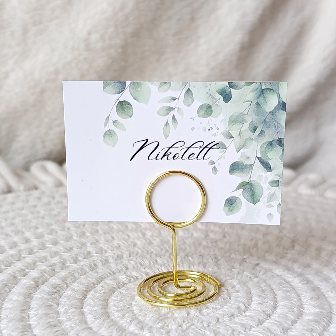 Card cu numele invitatului, place card nunta eucalipt - accesorii nuntă - invitații și felicitări de nuntă - carduri de așezare nuntă  - Artynos.ro