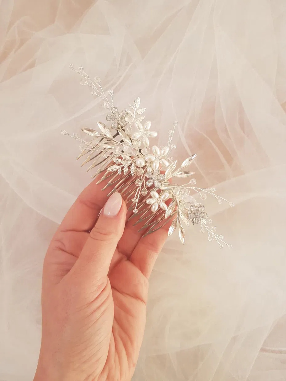 JULIA - pieptan mireasa - accesorii nuntă - ornamente de păr de nuntă - accesorii păr nuntă - Artynos.ro