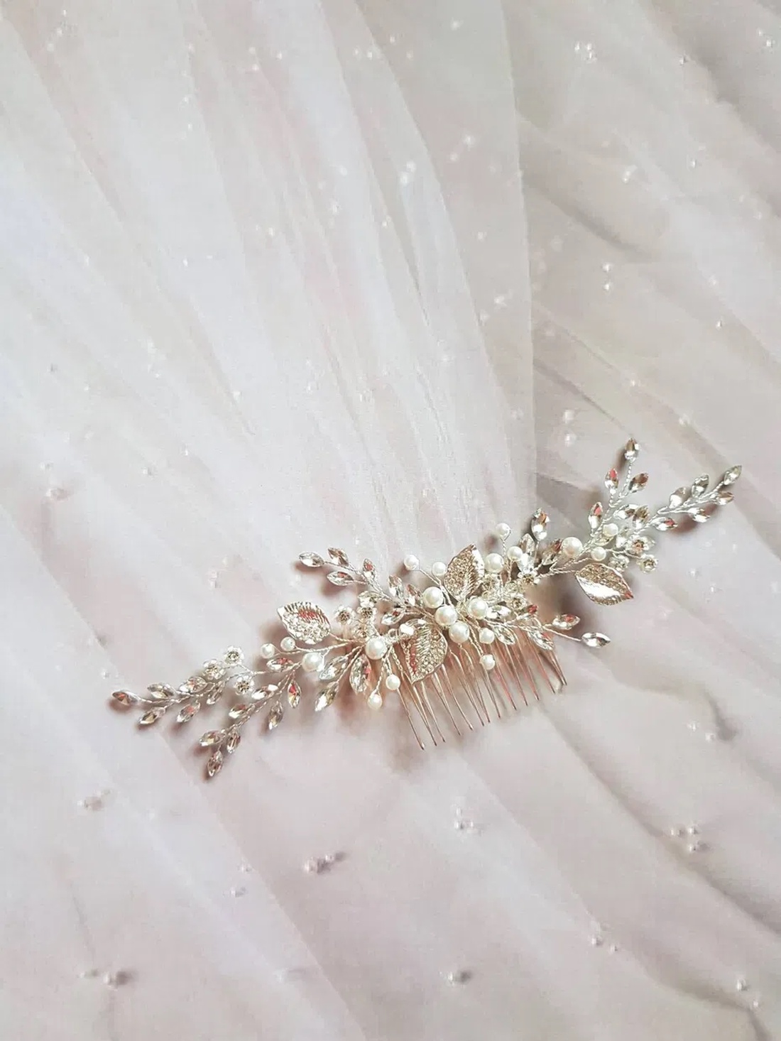 Pieptan mireasa Georgiana - accesorii nuntă - ornamente de păr de nuntă - accesorii păr nuntă - Artynos.ro
