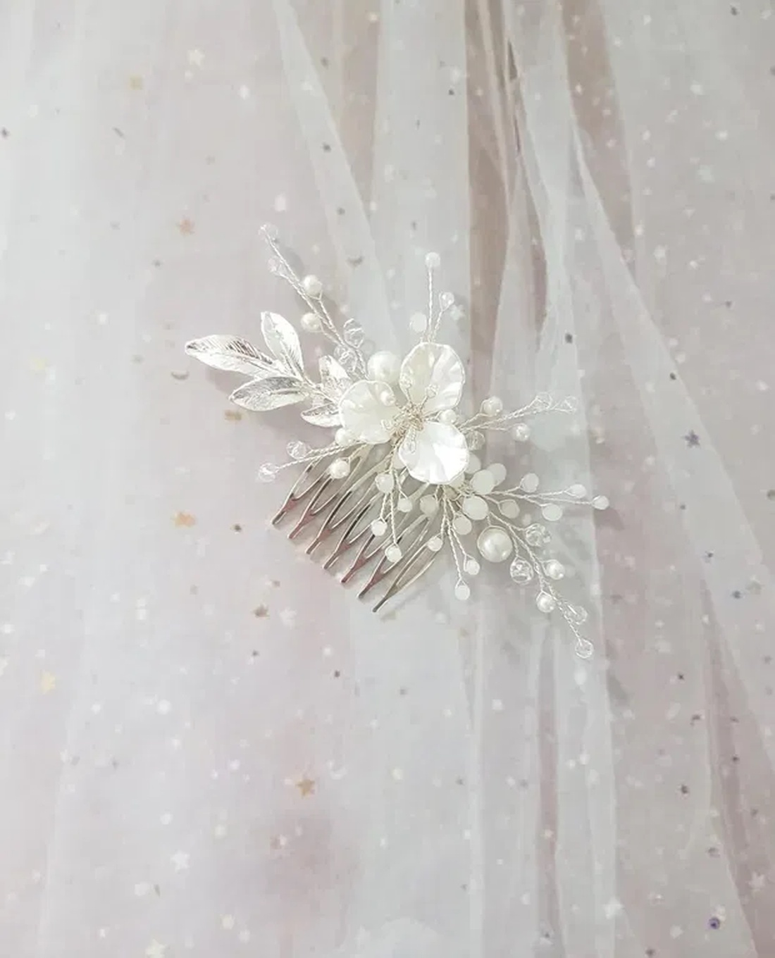 Pieptan mireasa - accesorii nuntă - ornamente de păr de nuntă - accesorii păr nuntă - Artynos.ro