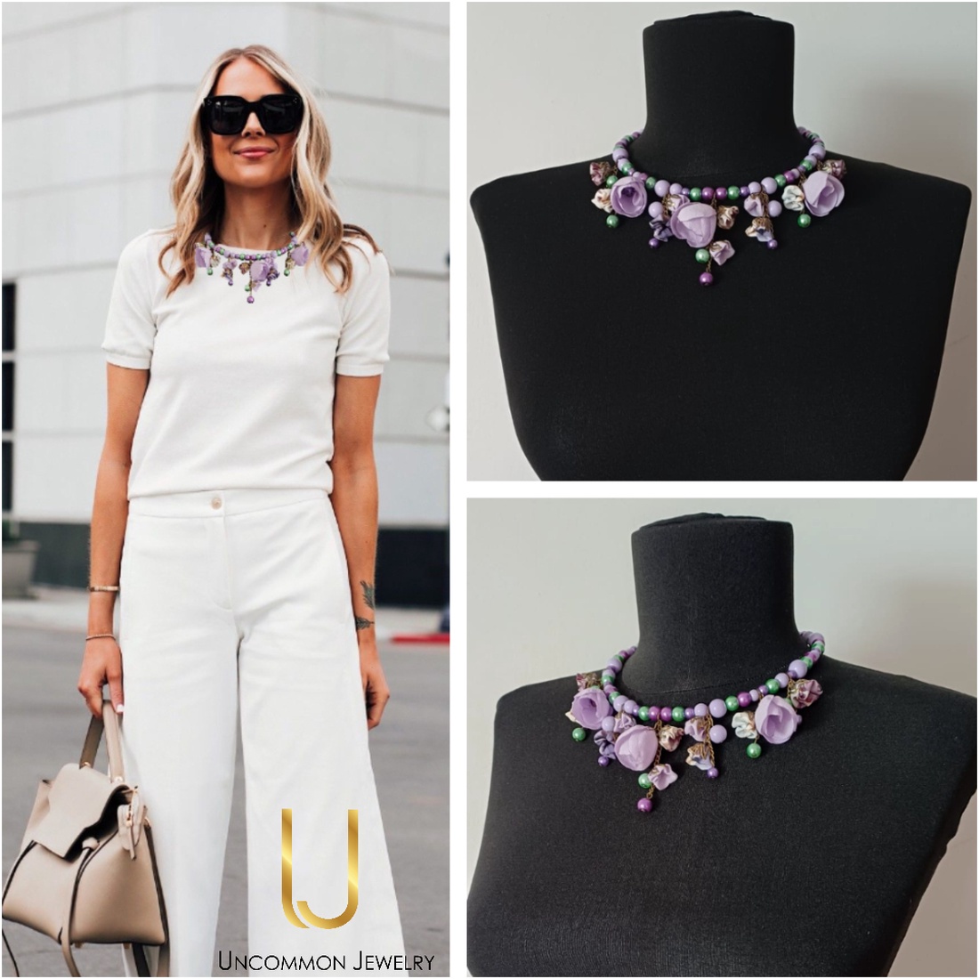 Colier floral Purple Euphoria - bijuterii - coliere - coliere cu mărgele - Artynos.ro