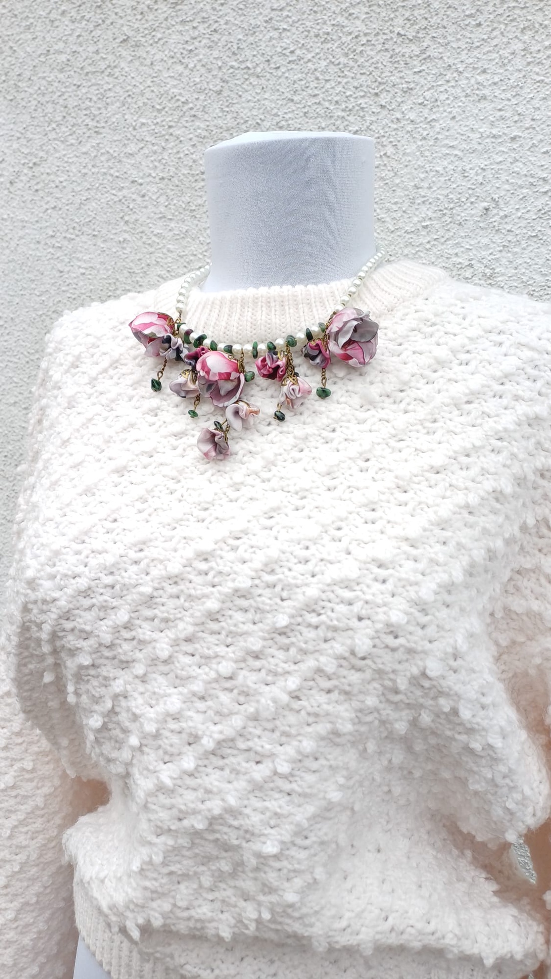 Colier floral cu Zoizit - Rapsodie in roz - bijuterii - coliere - coliere din pietre semiprețioase - Artynos.ro