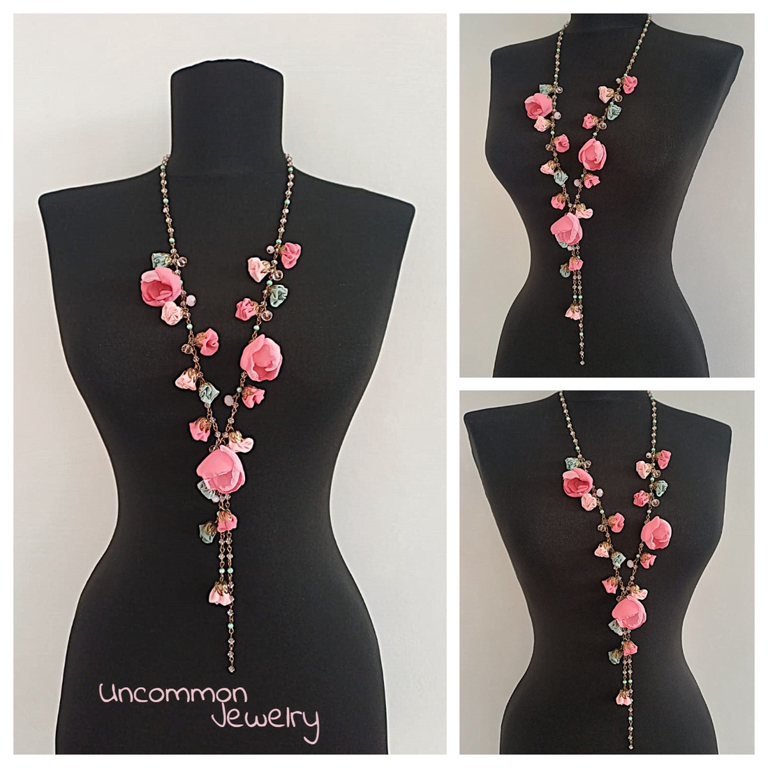 Colier floral Blossom + cercei asortati cadou - bijuterii - coliere - coliere din mărgele - Artynos.ro