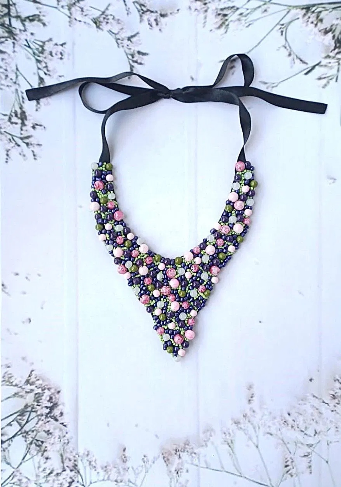 Colier statement - bijuterii - coliere - coliere din mărgele - Artynos.ro