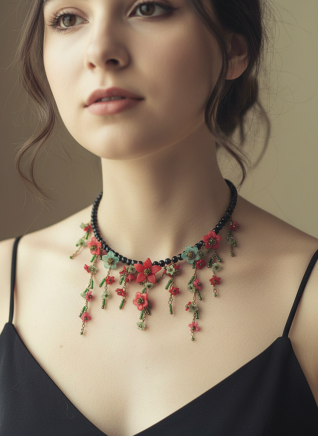 Colier floral - bijuterii - coliere - coliere cu multiple șiruri - Artynos.ro