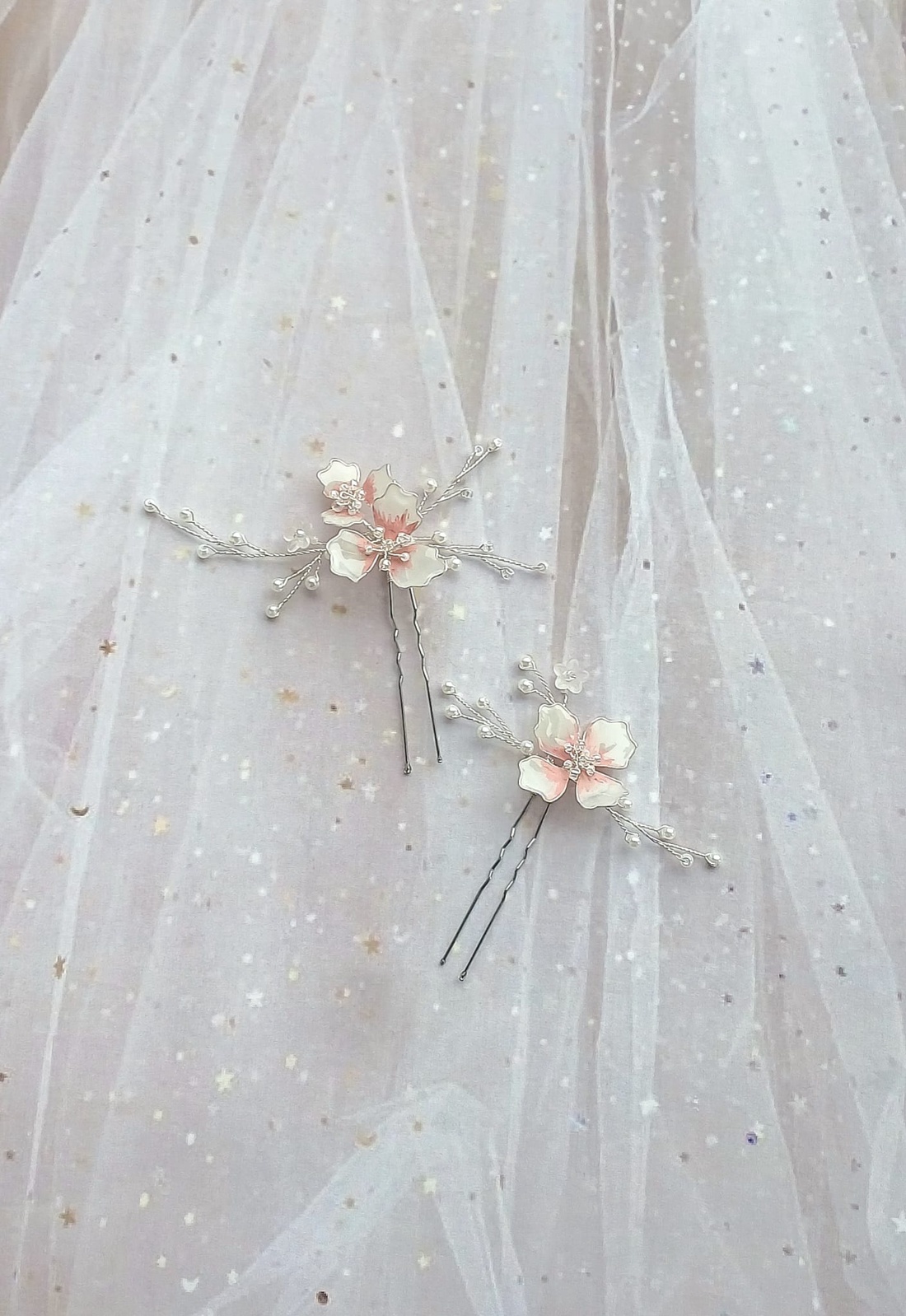 Pini mireasa Soft Blush - accesorii nuntă - ornamente de păr de nuntă - accesorii păr nuntă - Artynos.ro