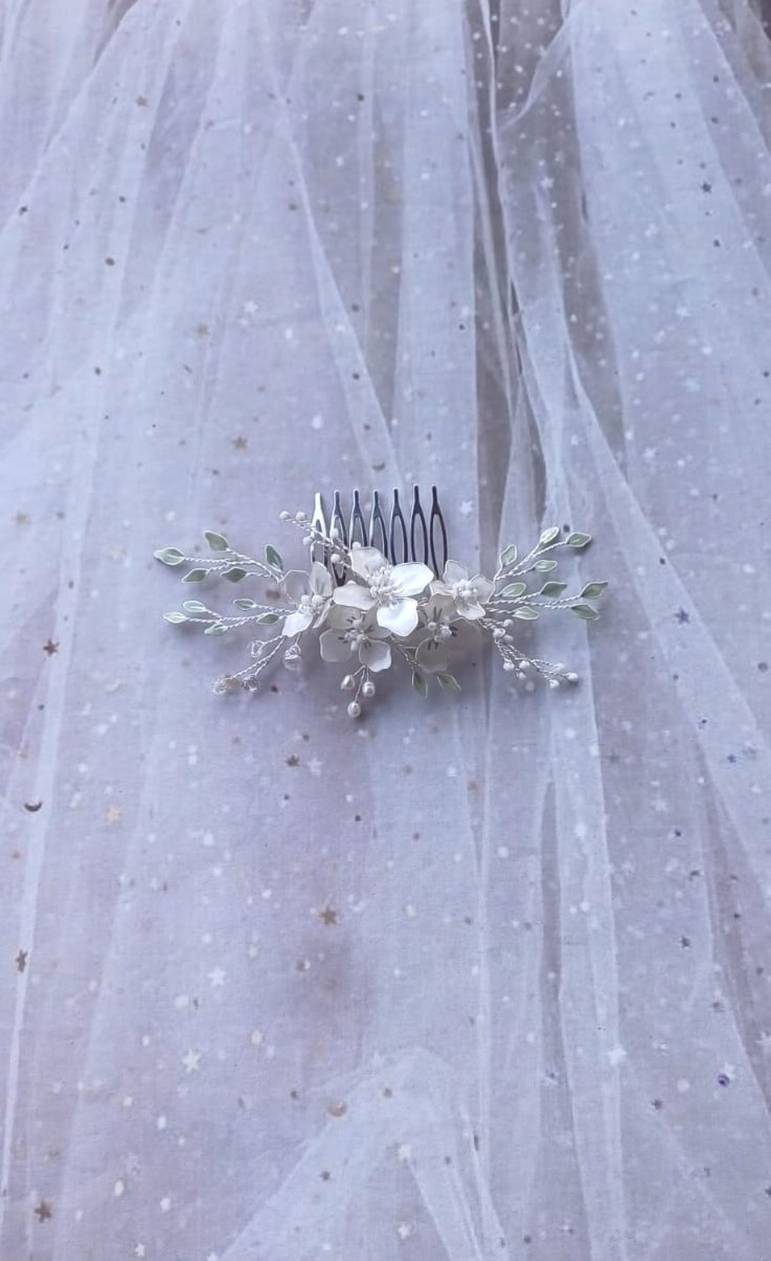 Wild Jasmine - pieptan floral - accesorii nuntă - ornamente de păr de nuntă - accesorii păr nuntă - Artynos.ro