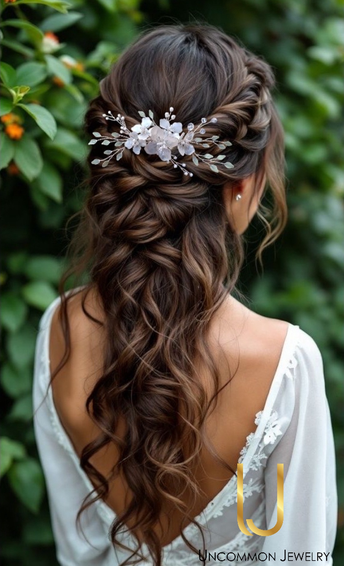 Wild Jasmine - pieptan floral - accesorii nuntă - ornamente de păr de nuntă - accesorii păr nuntă - Artynos.ro