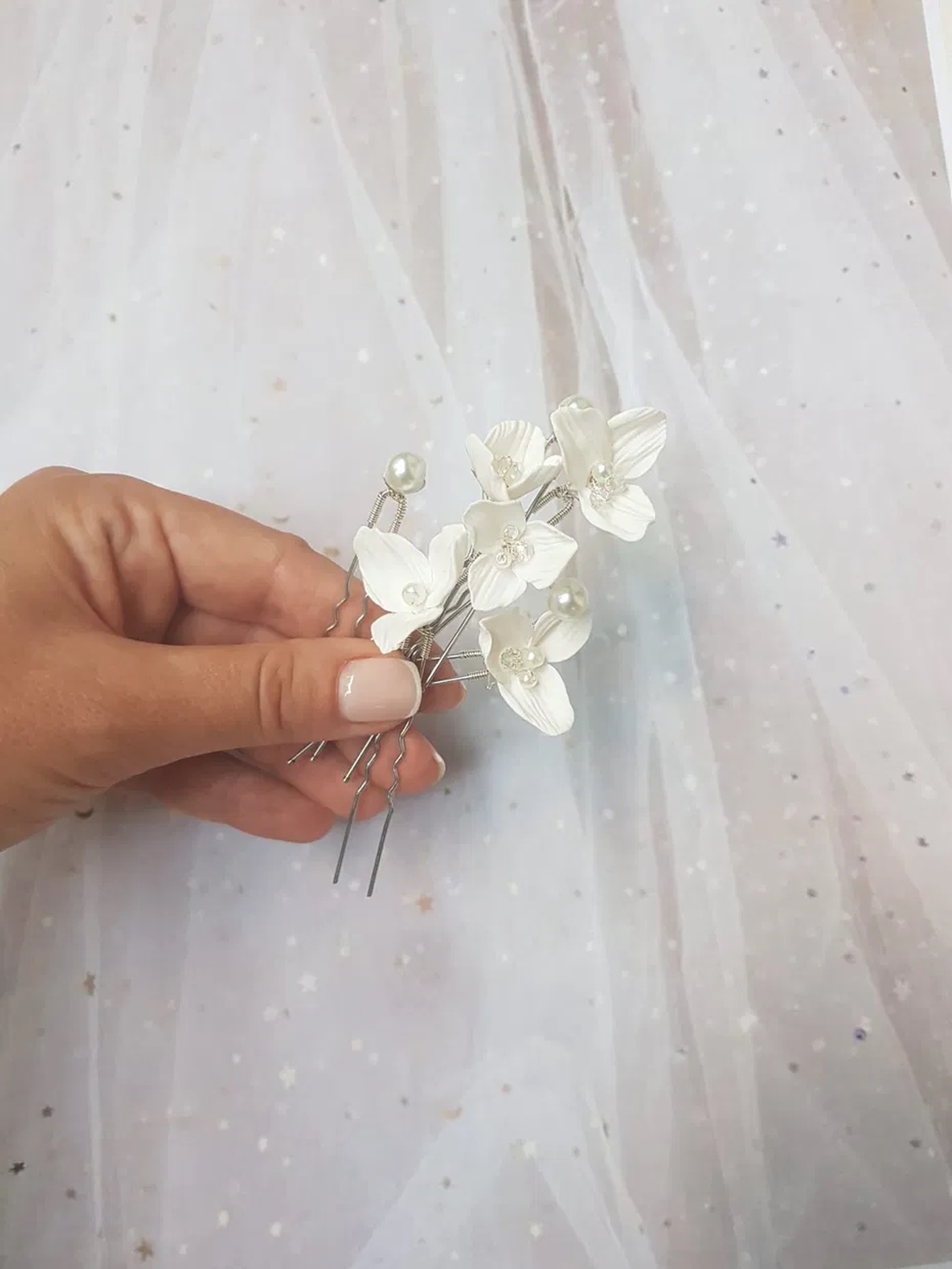 AGNES - Pini mireasa florali - accesorii nuntă - ornamente de păr de nuntă - accesorii păr nuntă - Artynos.ro