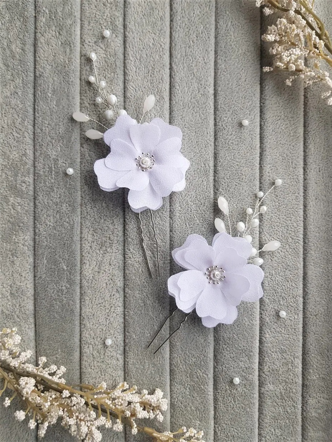 Pin floral pentru coc - accesorii nuntă - ornamente de păr de nuntă - accesorii păr nuntă - Artynos.ro