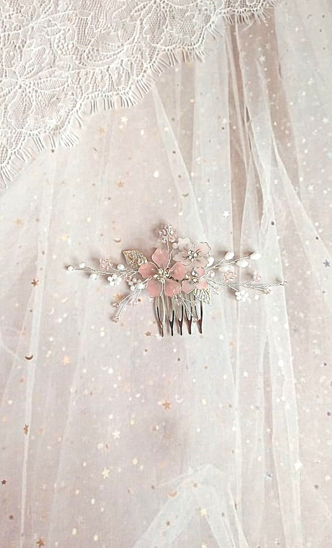 Mon Chery - Pieptan mireasa floral - accesorii nuntă - ornamente de păr de nuntă - accesorii păr nuntă - Artynos.ro