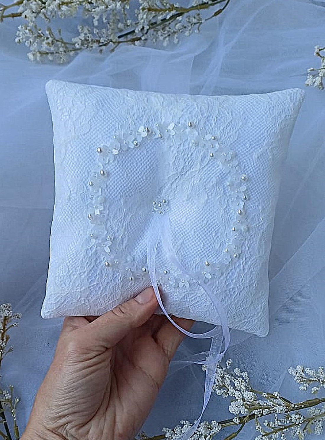 Pernuta verighete - accesorii nuntă - accesorii de nuntă - suport verighete și perne pentru inele - Artynos.ro