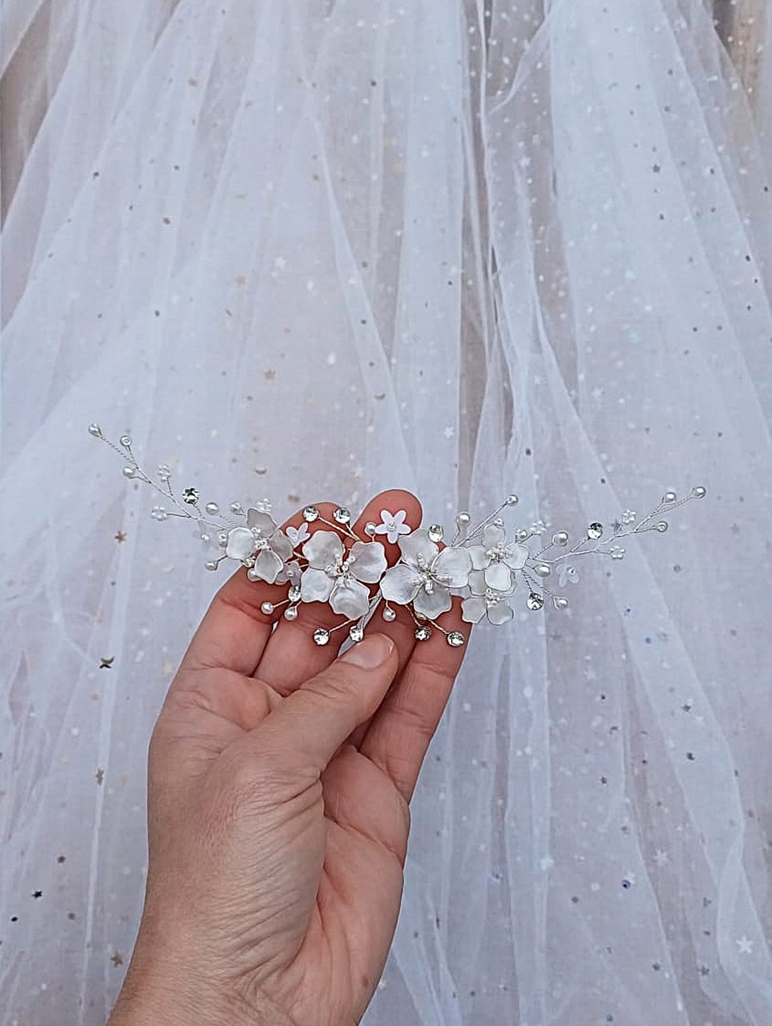 ADORA - Accesoriu de par pentru mirese - accesorii nuntă - ornamente de păr de nuntă - accesorii păr nuntă - Artynos.ro