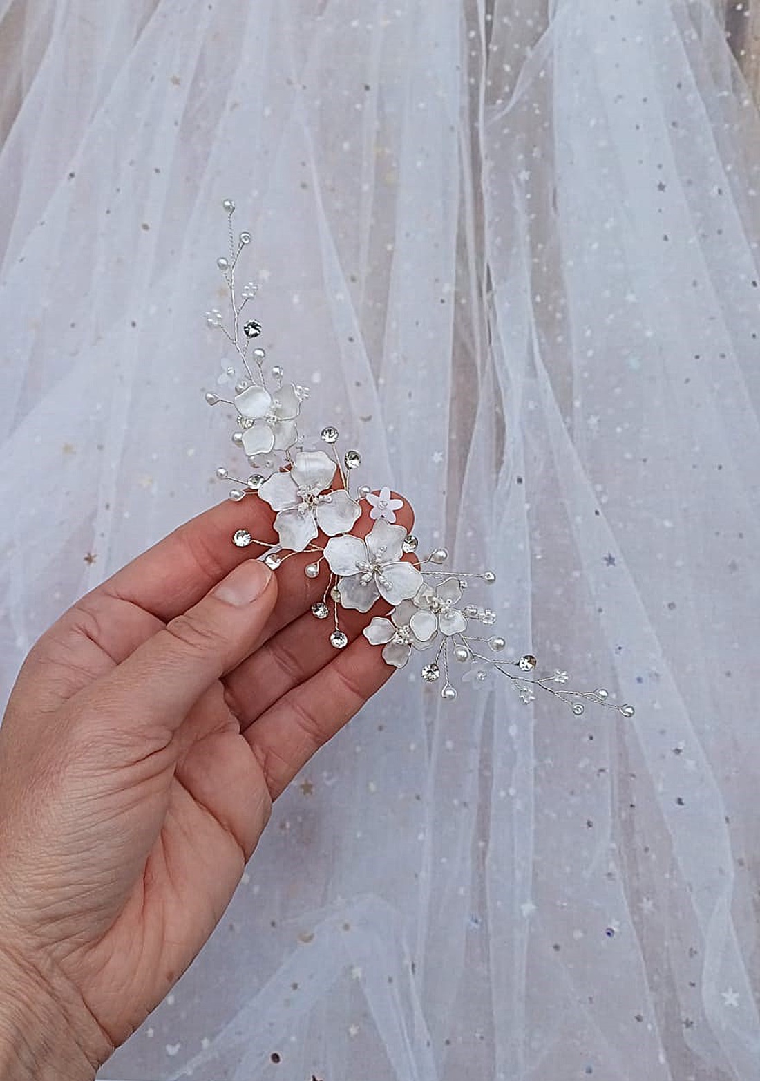 ADORA - Accesoriu de par pentru mirese - accesorii nuntă - ornamente de păr de nuntă - accesorii păr nuntă - Artynos.ro