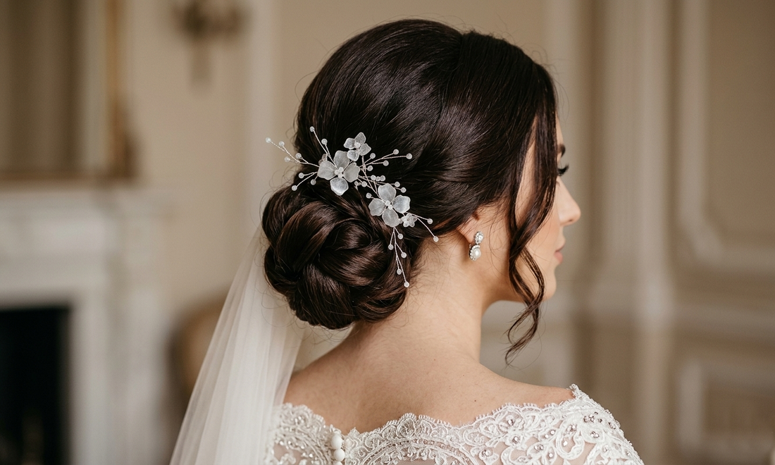 Set de 2 pini mireasa/Ace par mireasa - accesorii nuntă - ornamente de păr de nuntă - accesorii păr nuntă - Artynos.ro
