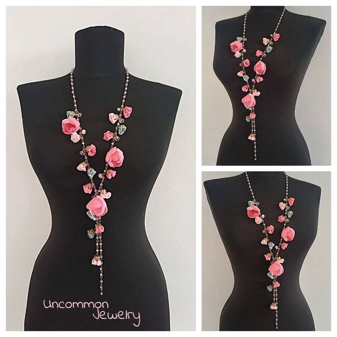 Colier floral lung Blossom - bijuterii - coliere - coliere cu multiple șiruri - Artynos.ro