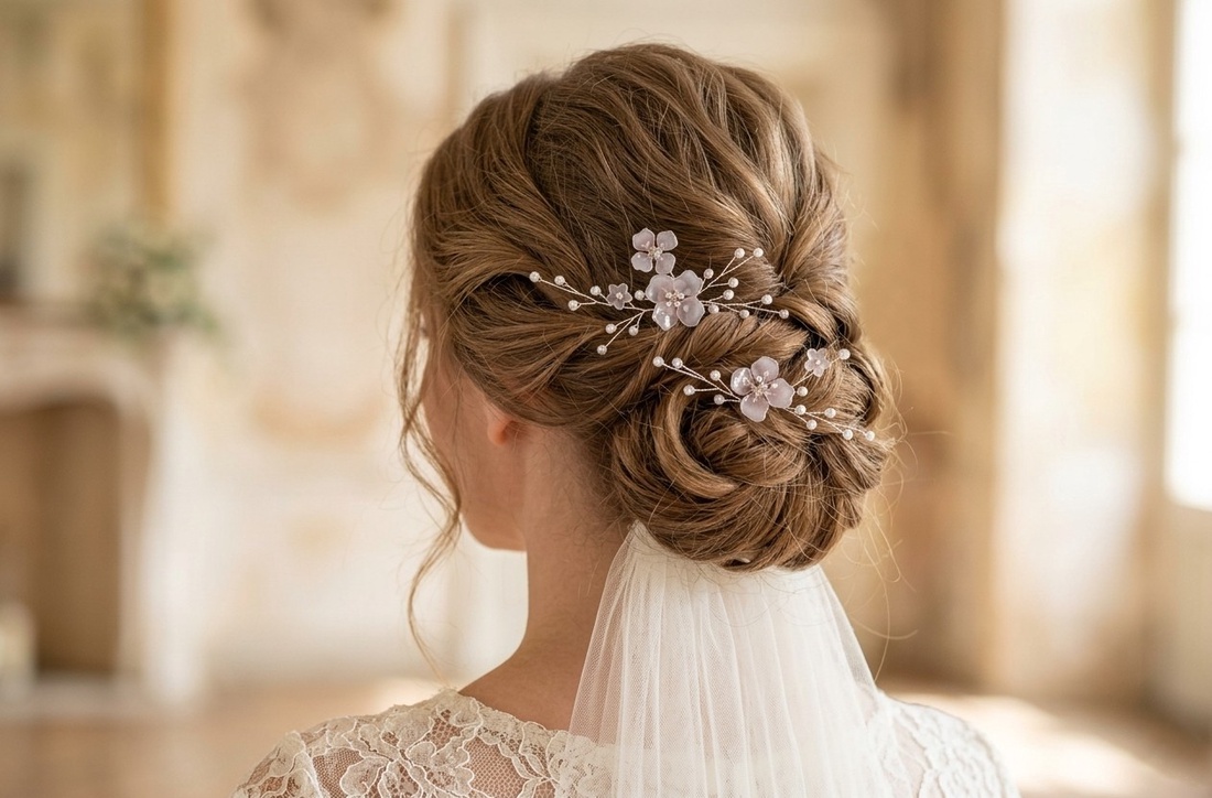 Set de 2 pini mireasa/Ace par mireasa - accesorii nuntă - ornamente de păr de nuntă - accesorii păr nuntă - Artynos.ro