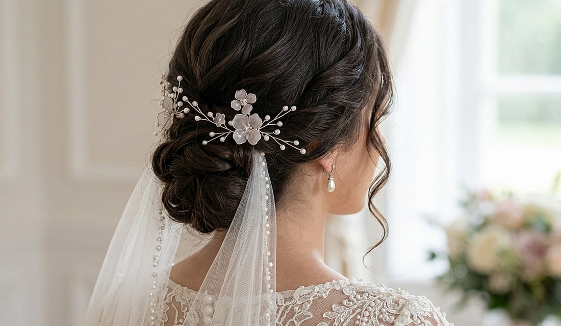 Set de 2 pini mireasa/Ace par mireasa - accesorii nuntă - ornamente de păr de nuntă - accesorii păr nuntă - Artynos.ro