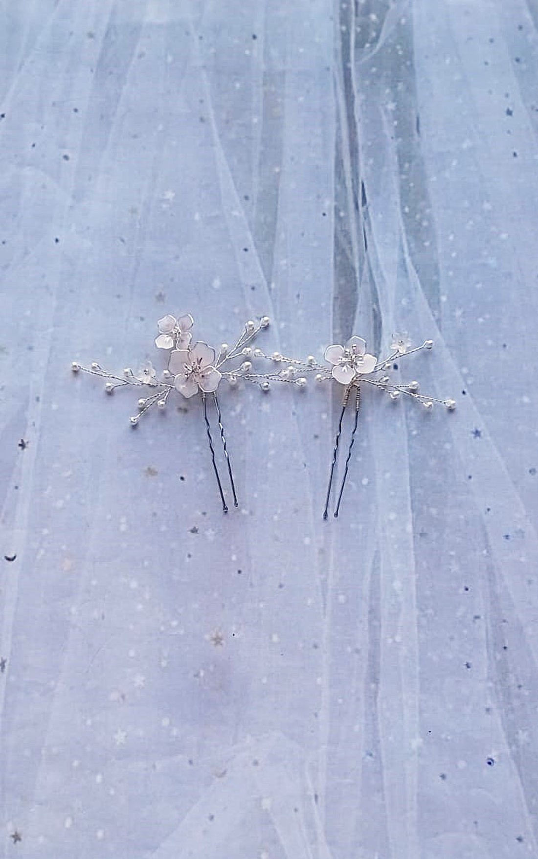 Set de 2 pini mireasa/Ace par mireasa - accesorii nuntă - ornamente de păr de nuntă - accesorii păr nuntă - Artynos.ro