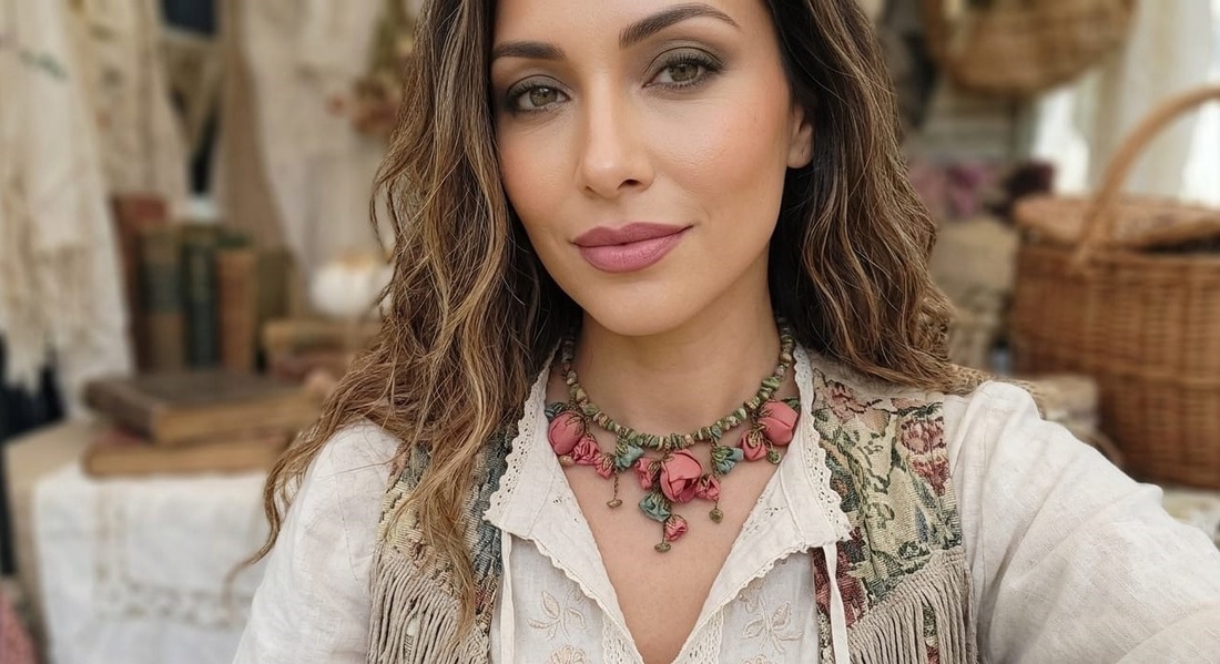 Colier statement Earthy Boho cu unakite - bijuterii - coliere - coliere din pietre semiprețioase - Artynos.ro