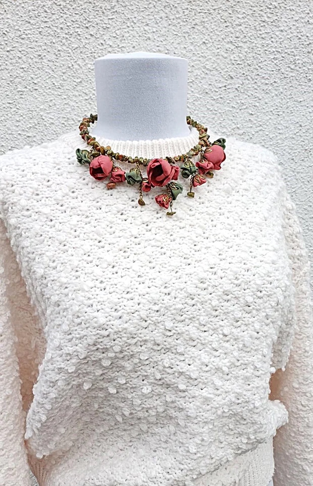 Colier statement Earthy Boho cu unakite - bijuterii - coliere - coliere din pietre semiprețioase - Artynos.ro
