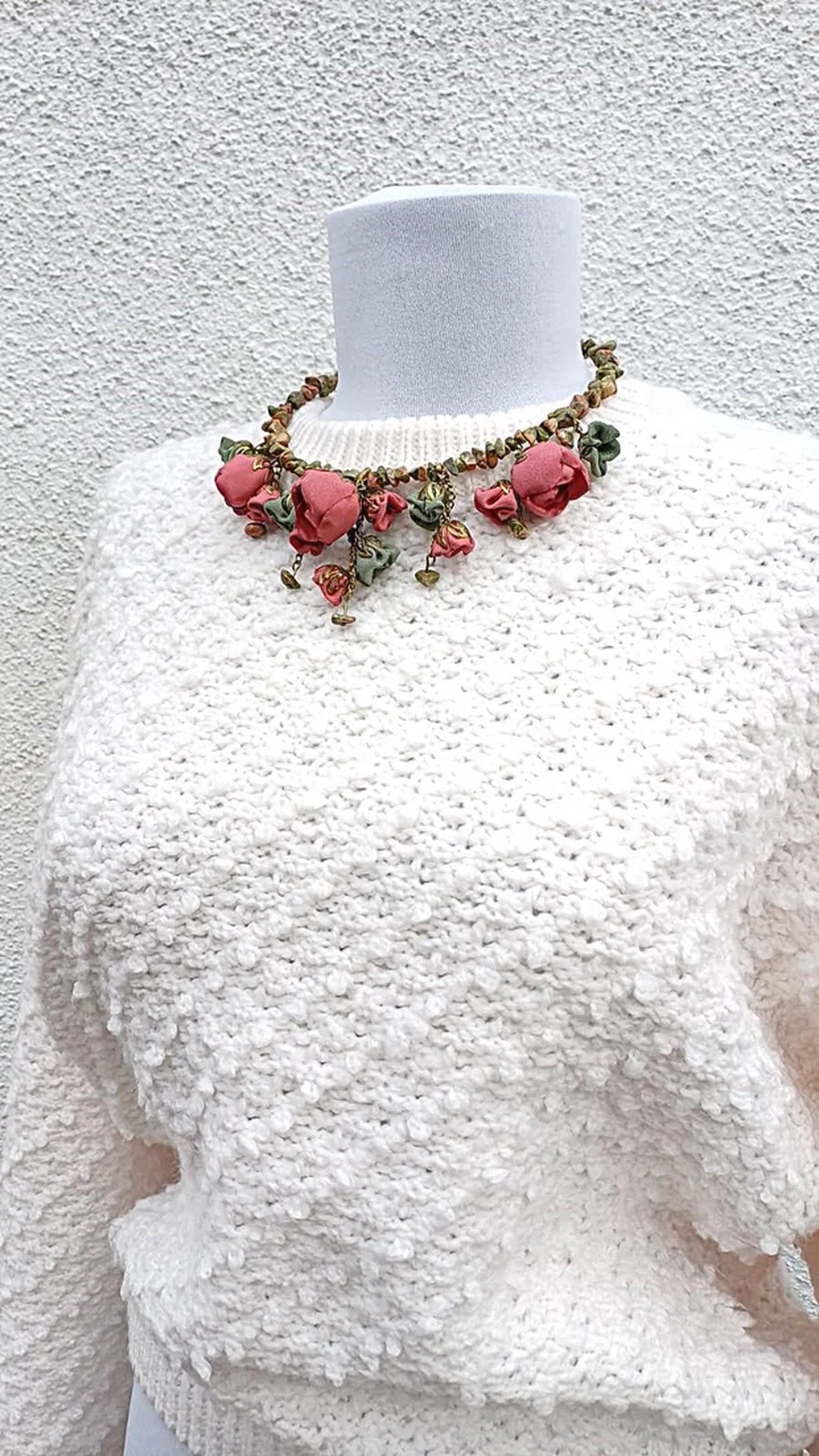 Colier statement Earthy Boho cu unakite - bijuterii - coliere - coliere din pietre semiprețioase - Artynos.ro