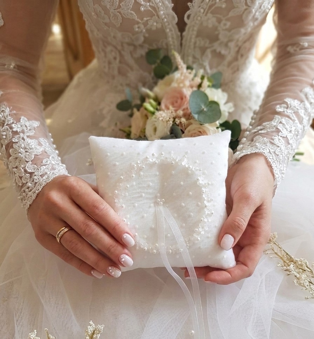 Pernuta verighete - accesorii nuntă - accesorii de nuntă - suport verighete și perne pentru inele - Artynos.ro