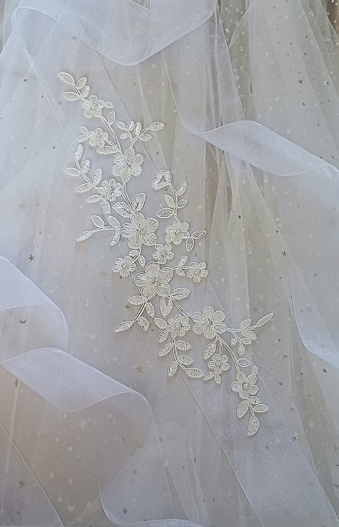 Esarfa cu broderie ivory pentru traditia dezgatitului miresei - accesorii nuntă - ornamente de păr de nuntă - accesorii păr nuntă - Artynos.ro
