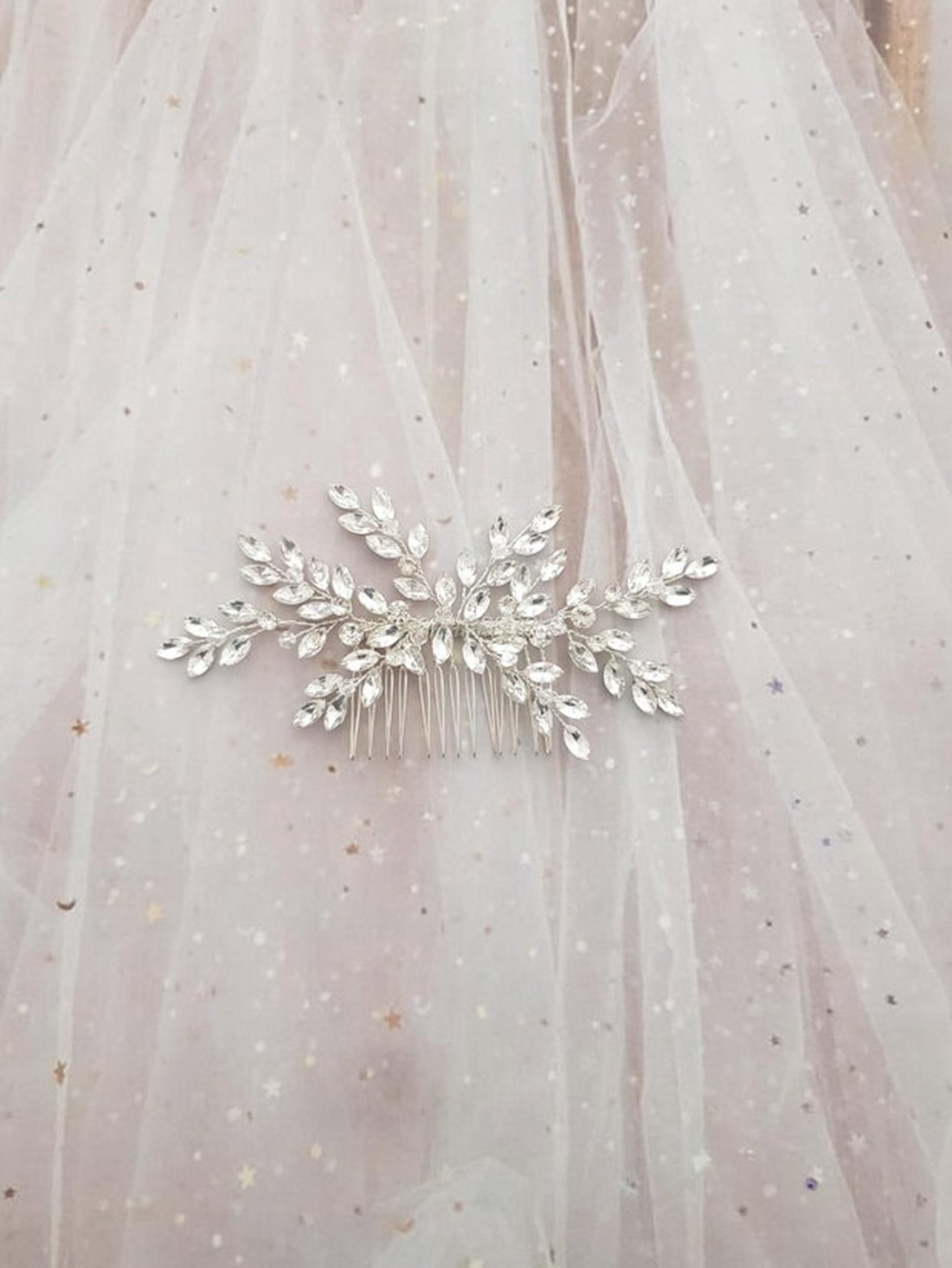ELISSA - Pieptan mireasa de LUX, cu cristale - accesorii nuntă - ornamente de păr de nuntă - accesorii păr nuntă - Artynos.ro