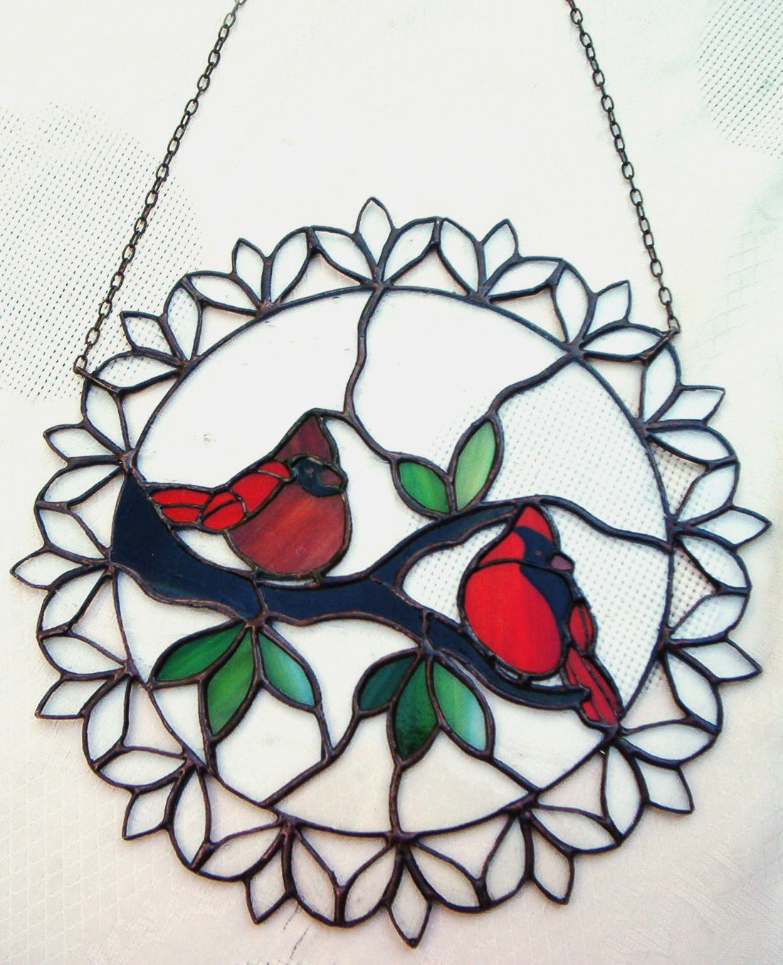 Cardinal finches tiffany fereastră decor - casă & stil de viață - accesorii pentru decorat casa - decorațiuni de geam și decorațiuni de ușă  - decor ferestre și autocolant pentru geam - Artynos.ro