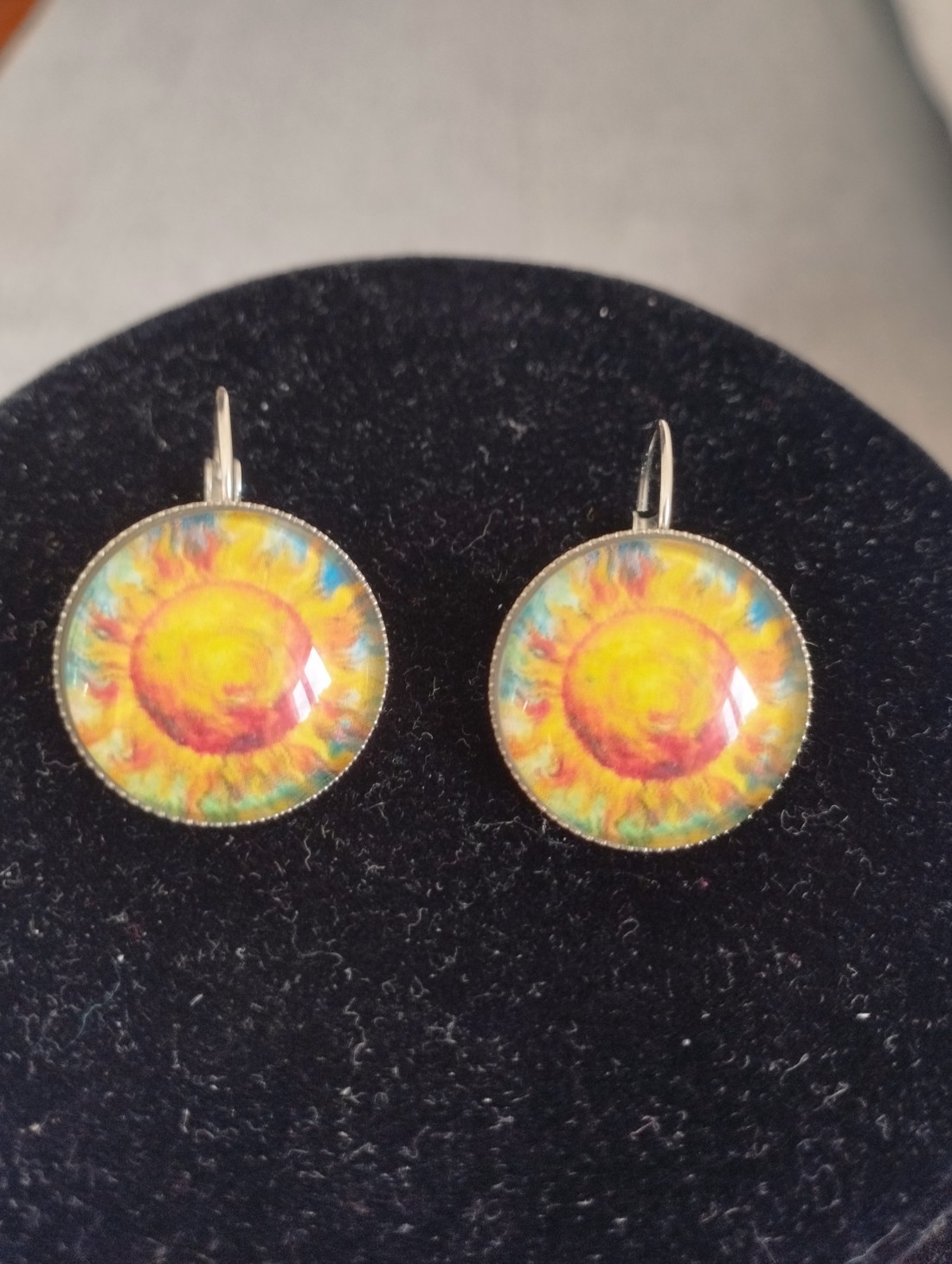 Cercei cu închizătoare franceză inspirați de Van Gogh, cu accesorii din oțel medical -  - Artynos.ro