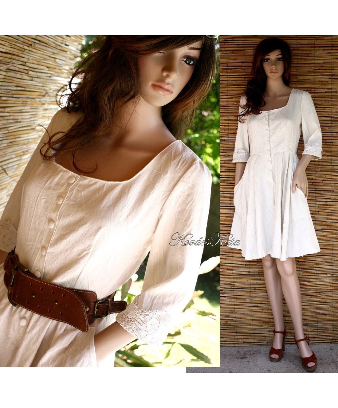 COLLEGE - rochie din in - îmbrăcăminte și modă - haine damă - rochie, dintr-o bucată - Artynos.ro